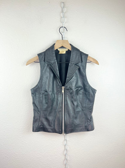 VINTAGE LEATHER ZIP VEST