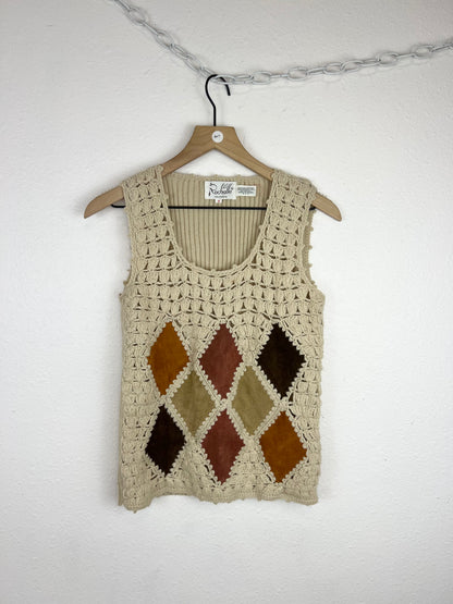 VINTAGE LEATHER PATCHWORK TOP
