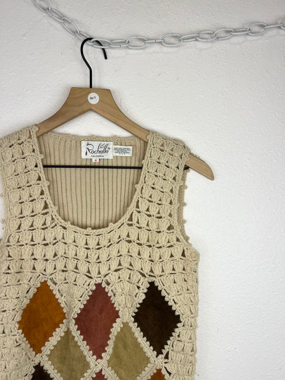 VINTAGE LEATHER PATCHWORK TOP