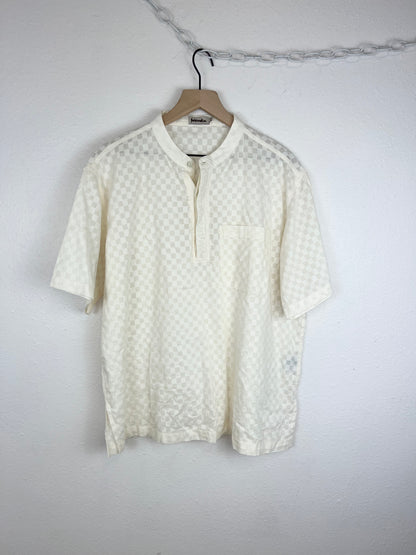 CHECKERED WHITE HENLEY TOP