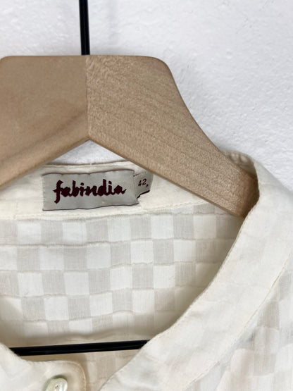 CHECKERED WHITE HENLEY TOP