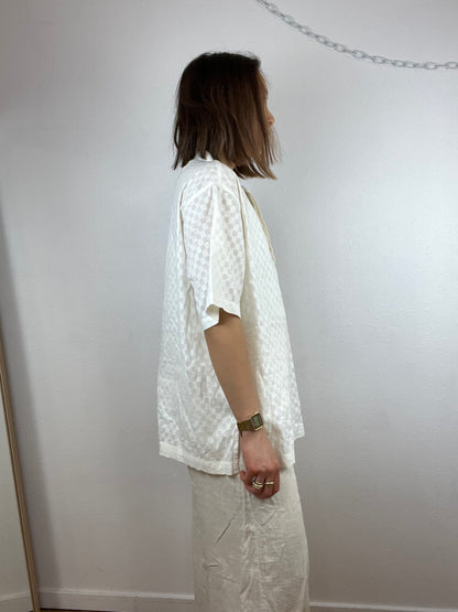 CHECKERED WHITE HENLEY TOP