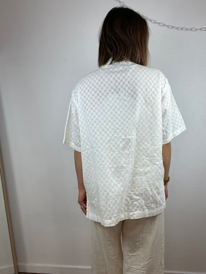 CHECKERED WHITE HENLEY TOP