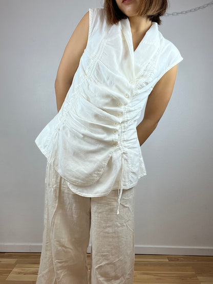 PRAIRIE UNDERGROUND WHITE RUCHED BLOUSE