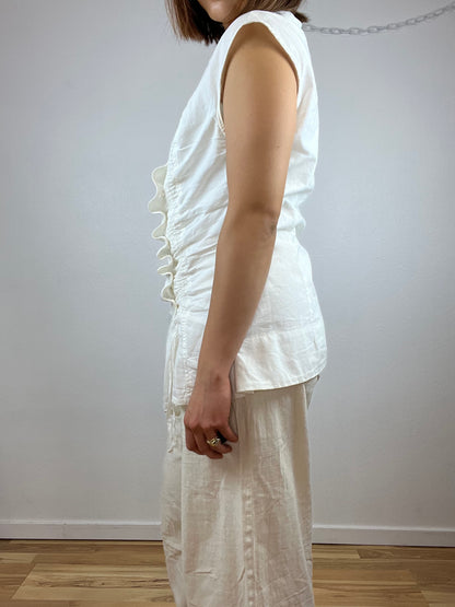 PRAIRIE UNDERGROUND WHITE RUCHED BLOUSE