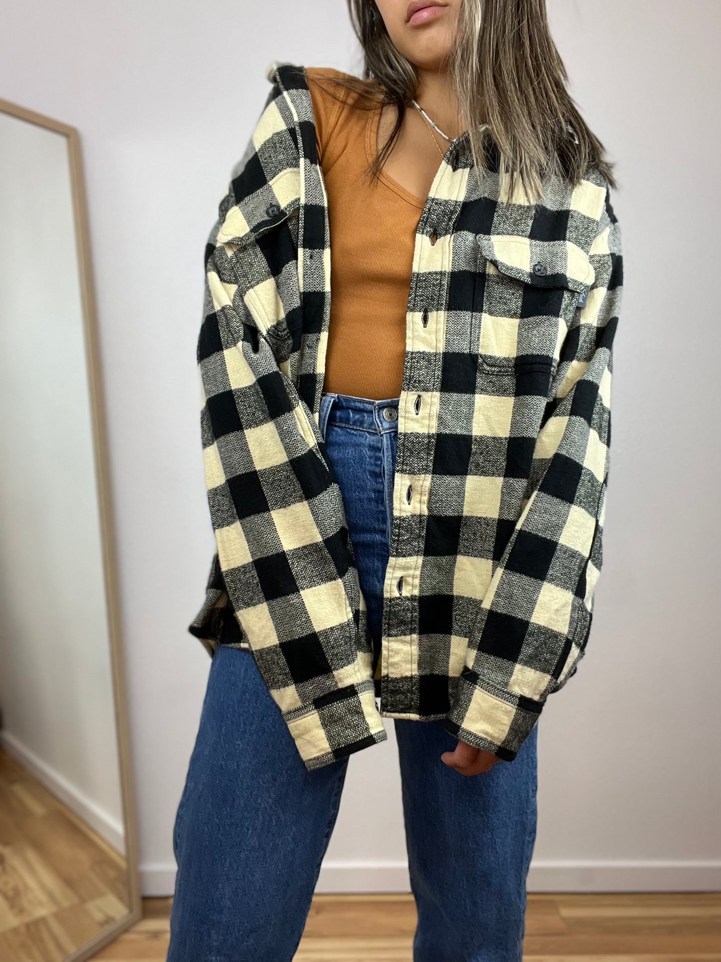 B&W CHECK PLAID FLANNEL