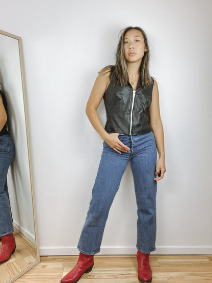 VINTAGE LEATHER ZIP VEST
