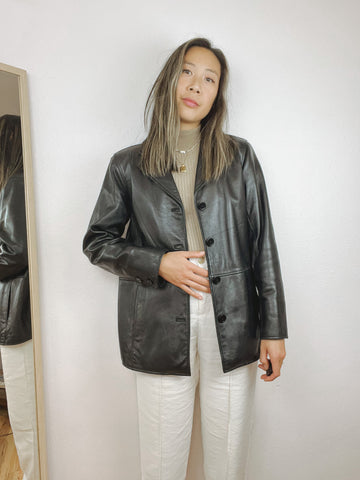 LEATHER SHORT TRENCH JACKET