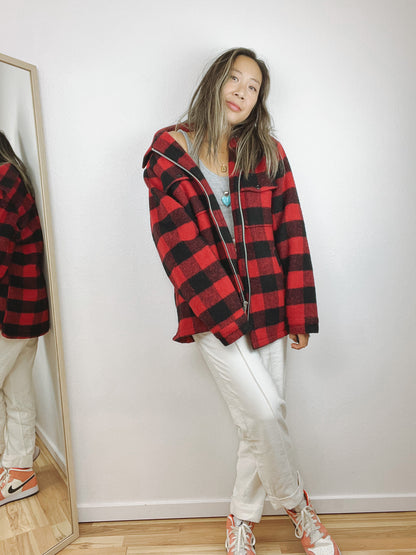 PLAID FUR LINED JACKET