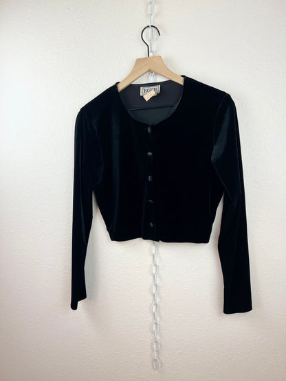 VELVET CROP BUTTON UP