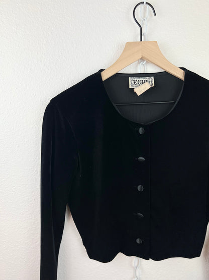 VELVET CROP BUTTON UP