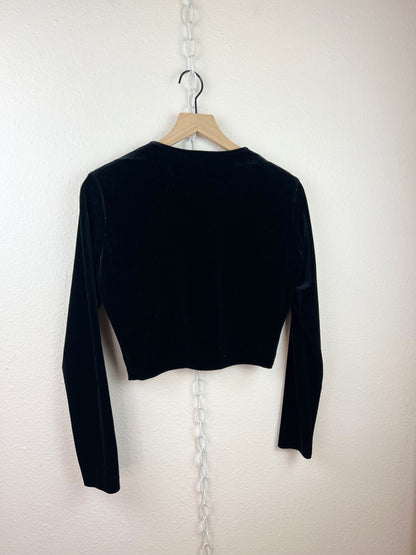 VELVET CROP BUTTON UP