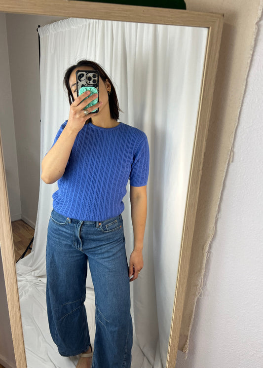 RIBBED PERIWINKLE TOP