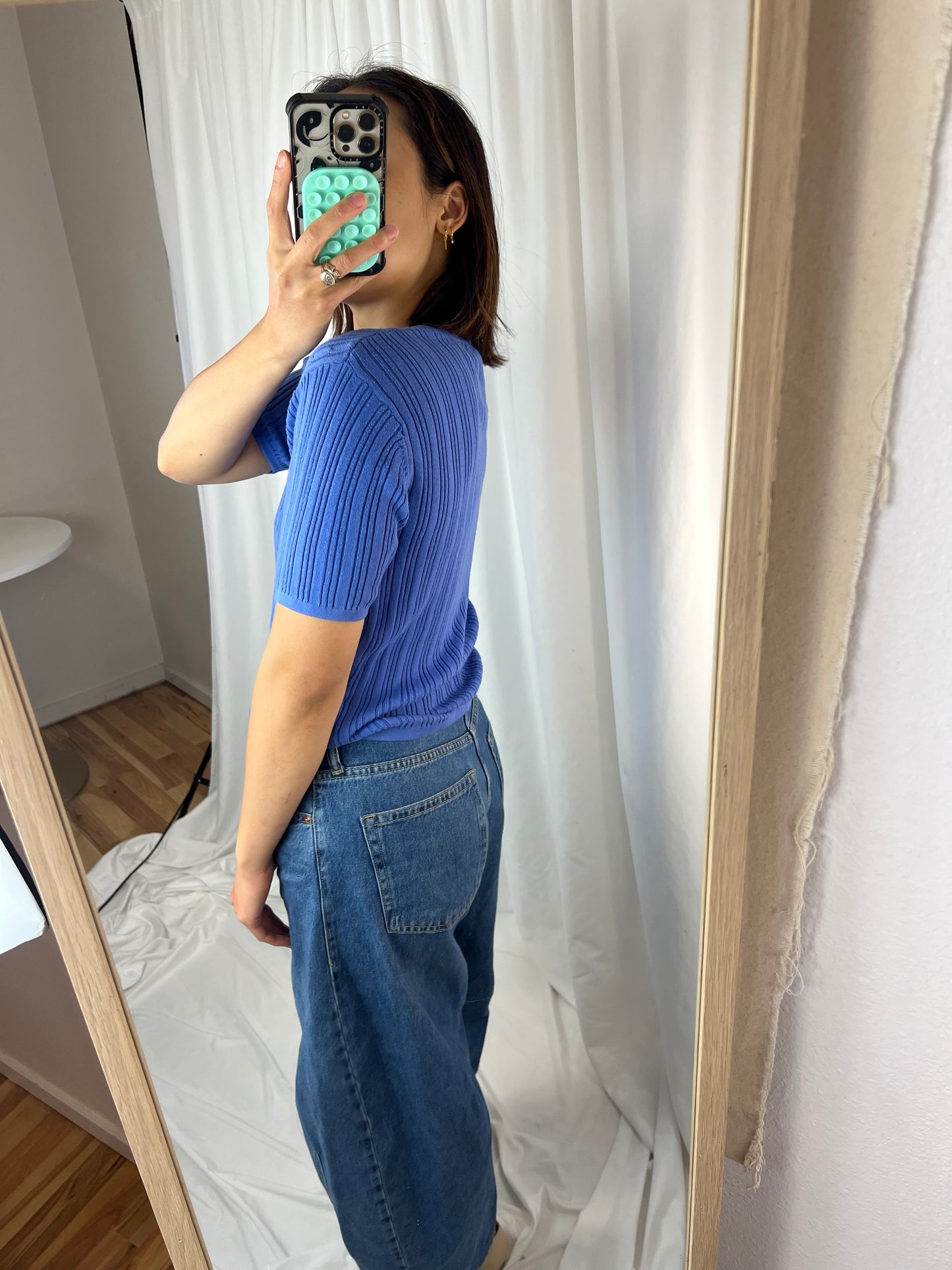 RIBBED PERIWINKLE TOP