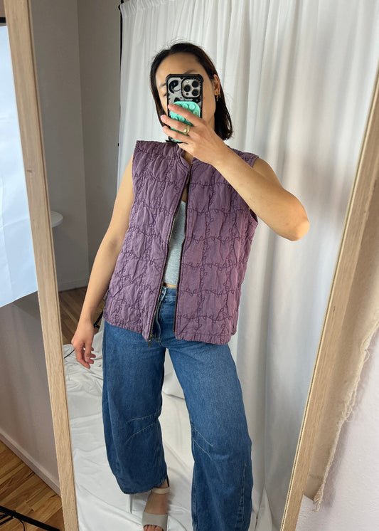 PURPLE LEAF EMBROIDERED VEST