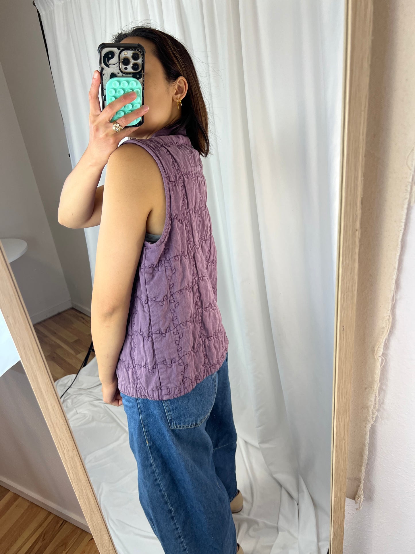 PURPLE LEAF EMBROIDERED VEST