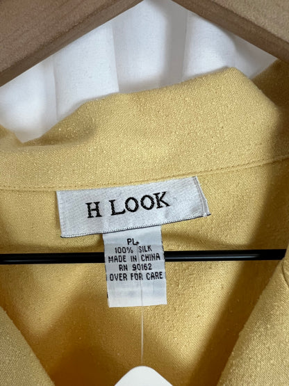 YELLOW RAW SILK BUTTON DOWN TOP