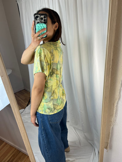 SUN PATTERNED BUTTON DOWN TOP
