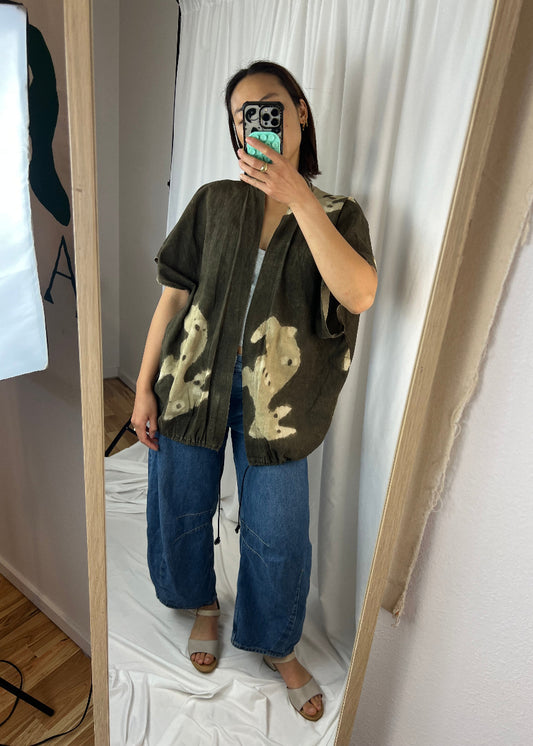 ABSTRACT DYED KIMINO CARDIGAN