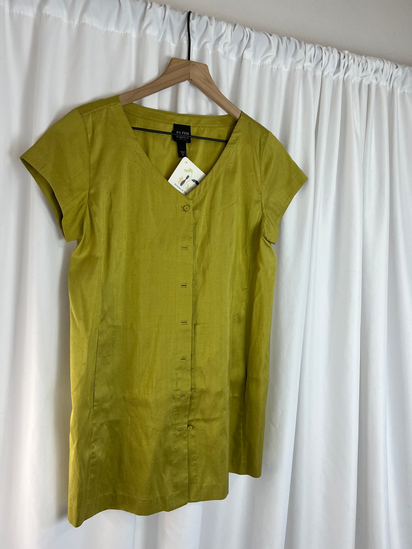 EILEEN FISHER CHARTREUSE SILK TOP