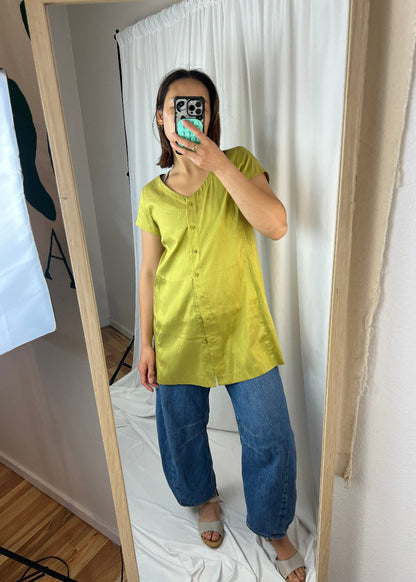 EILEEN FISHER CHARTREUSE SILK TOP