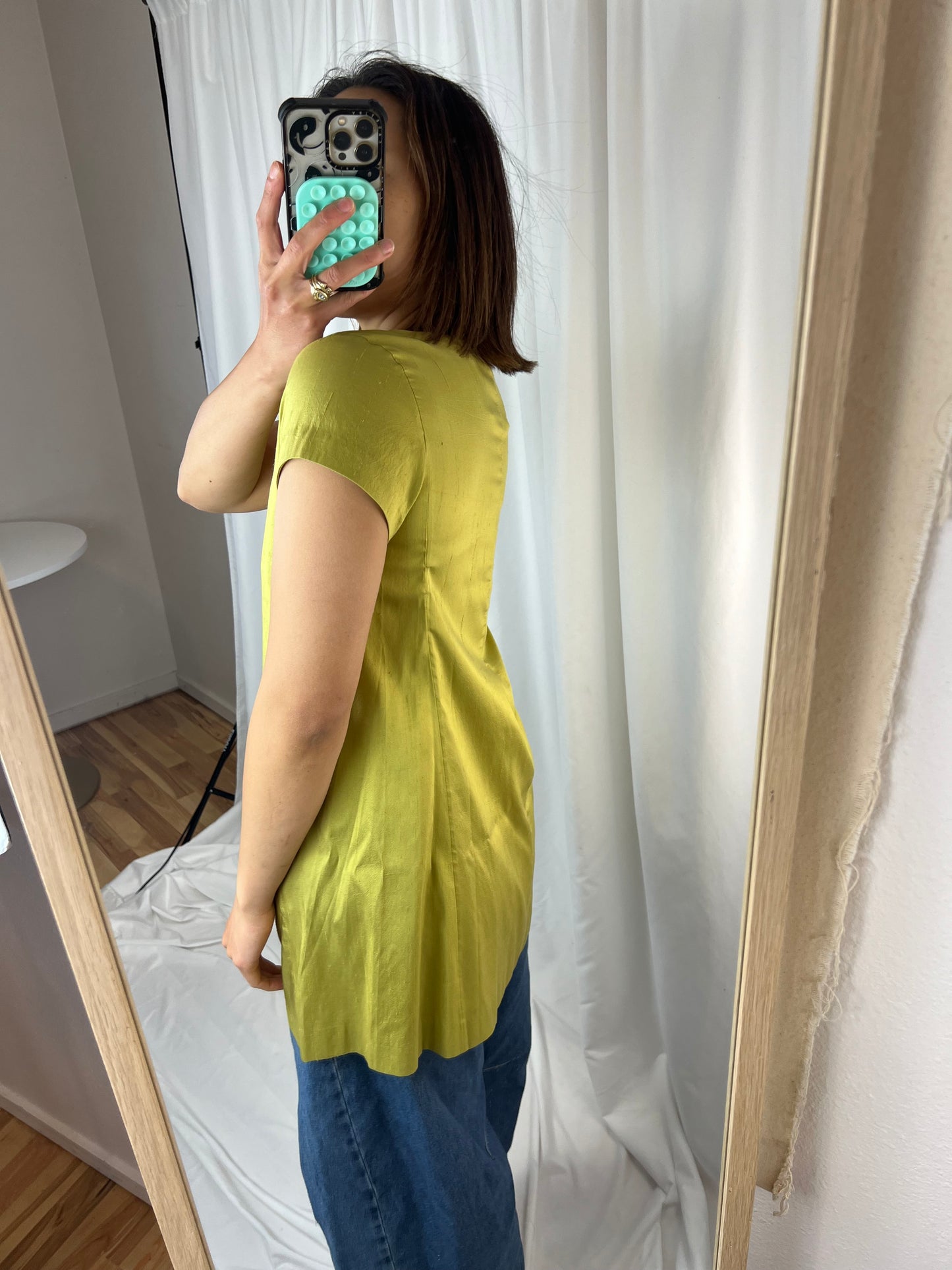 EILEEN FISHER CHARTREUSE SILK TOP