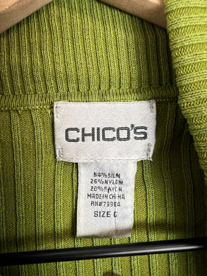 CHARTREUSE RIBBED CROPPED TURTLENECK TOP
