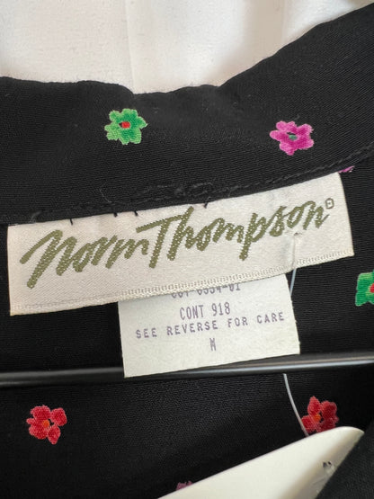 BLACK FLORAL BUTTON DOWN TOP