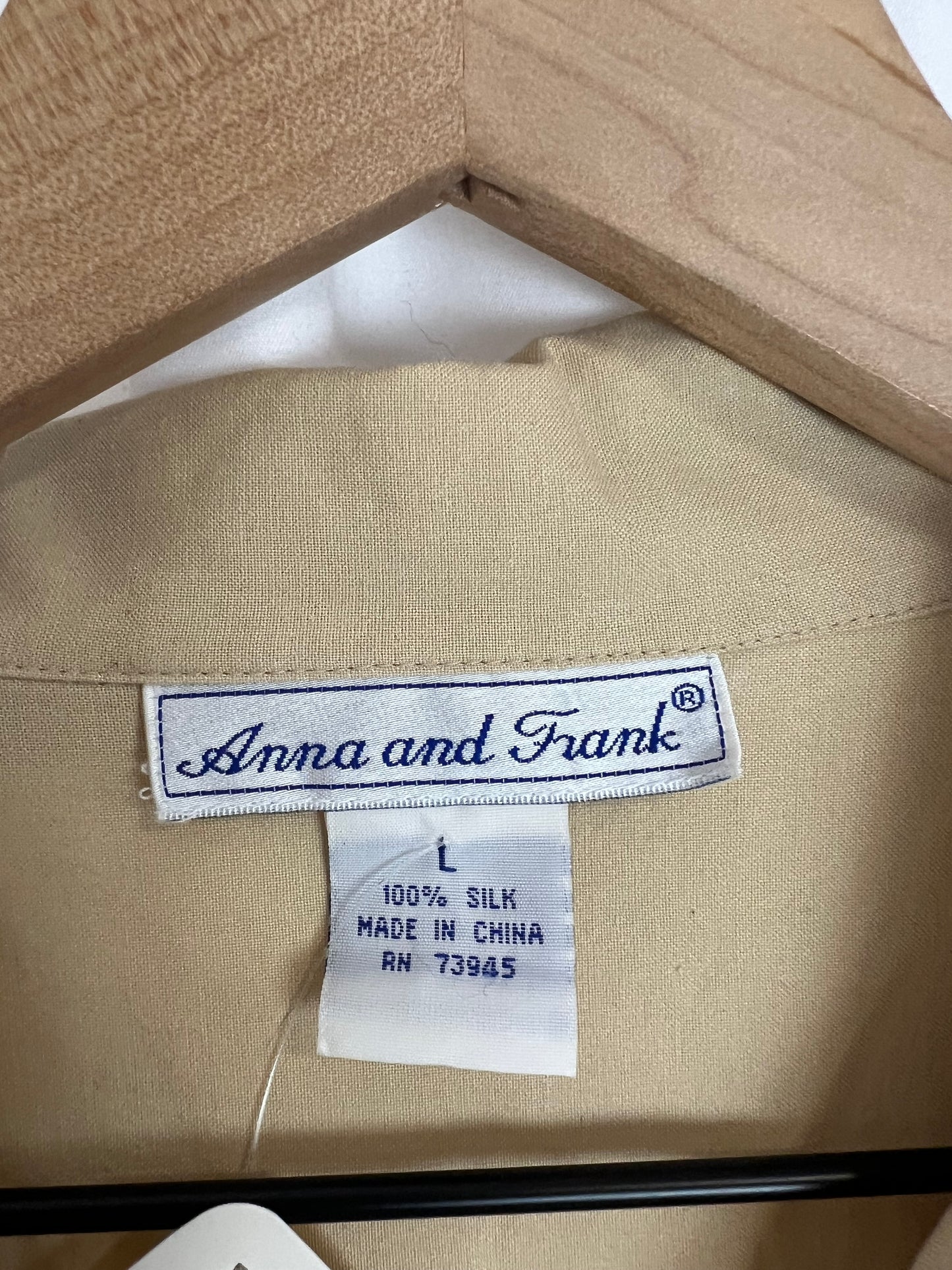 TAN SILK BUTTON DOWN TOP