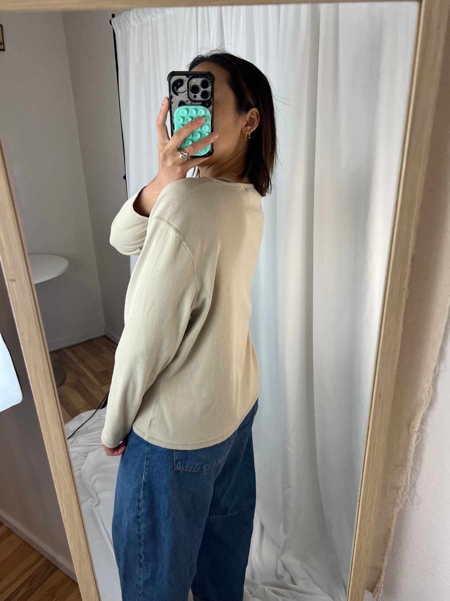 TAN RIBBED SWEATER TOP