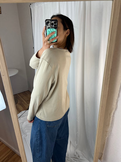 TAN RIBBED SWEATER TOP