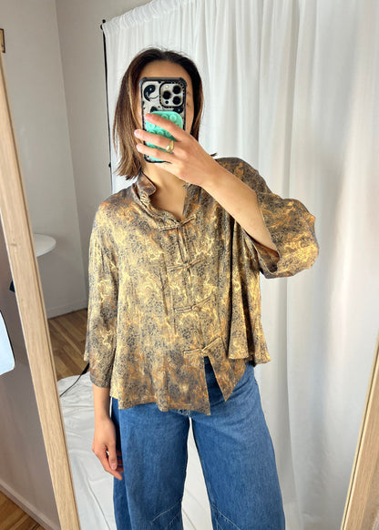 GOLD DRAGON SILK TOP