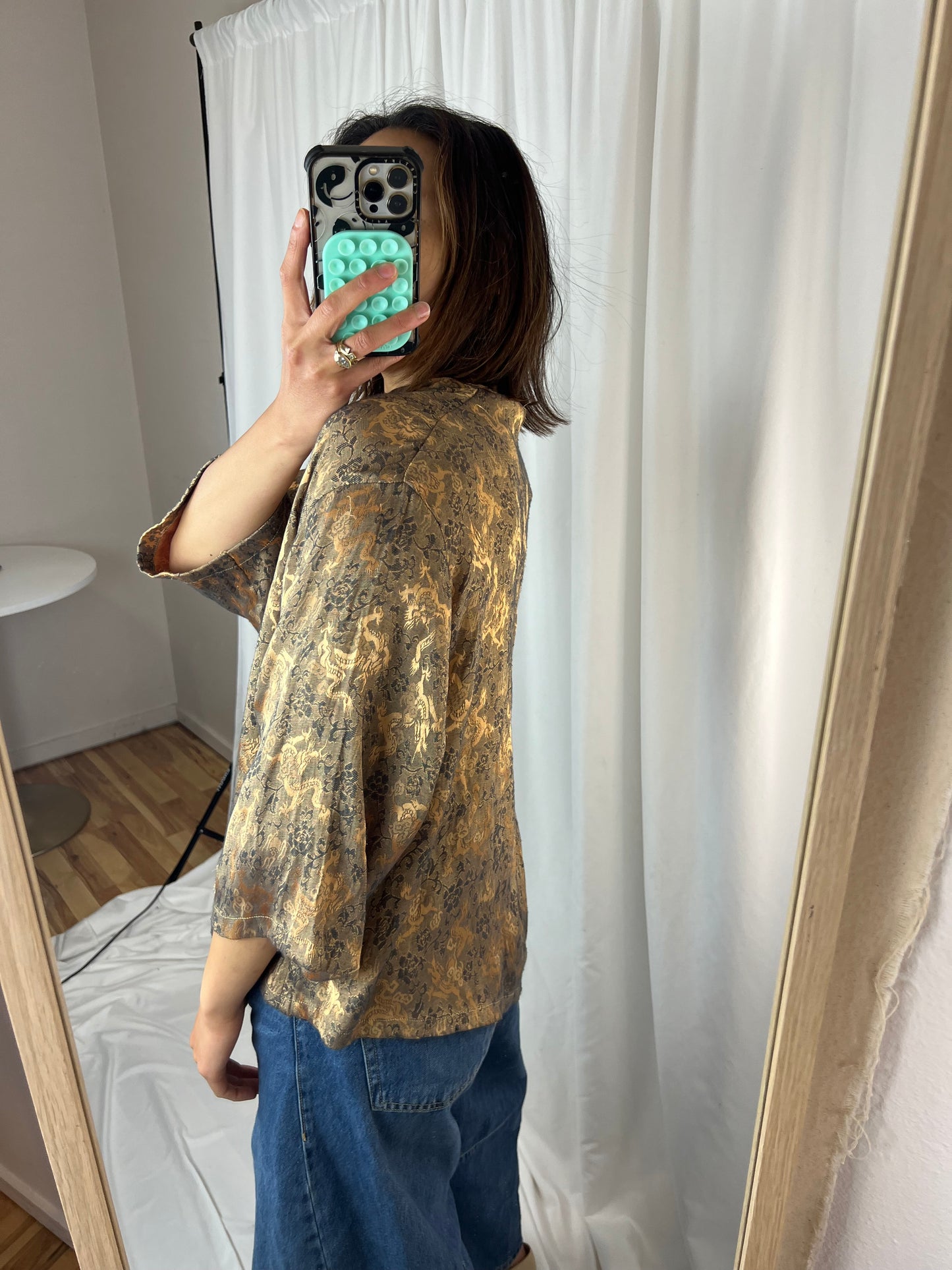 GOLD DRAGON SILK TOP