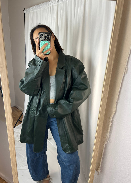 DARK GREEN LEATHER JACKET