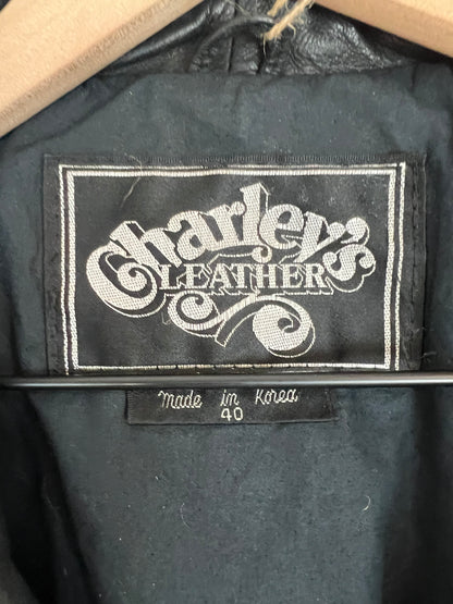 BLACK LEATHER BOMBER JACKET