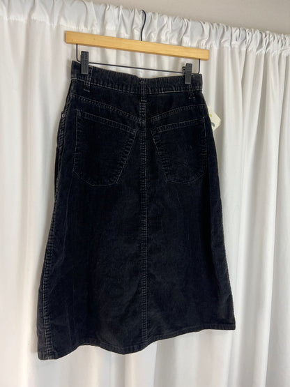 BLACK CORDUROY SKIRT | WAIST 25"