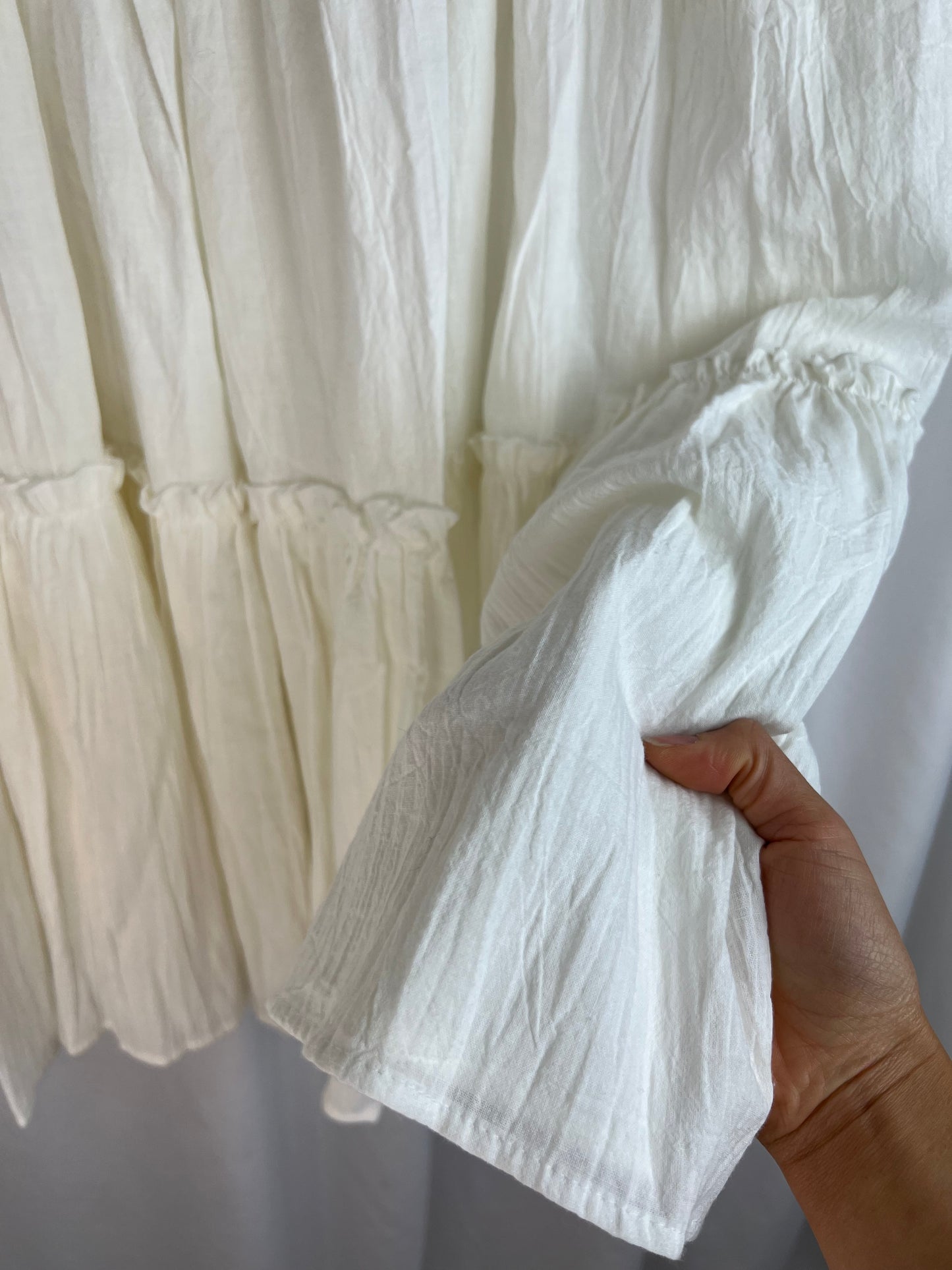WHITE TIERED MAXI SKIRT | WAIST 24"
