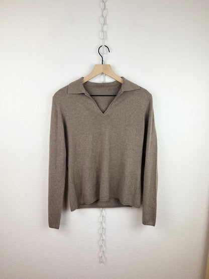 TAN CASHMERE COLLARED SWEATER