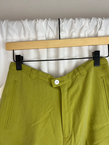 CHARTREUSE SILK SHORTS | WAIST 26"