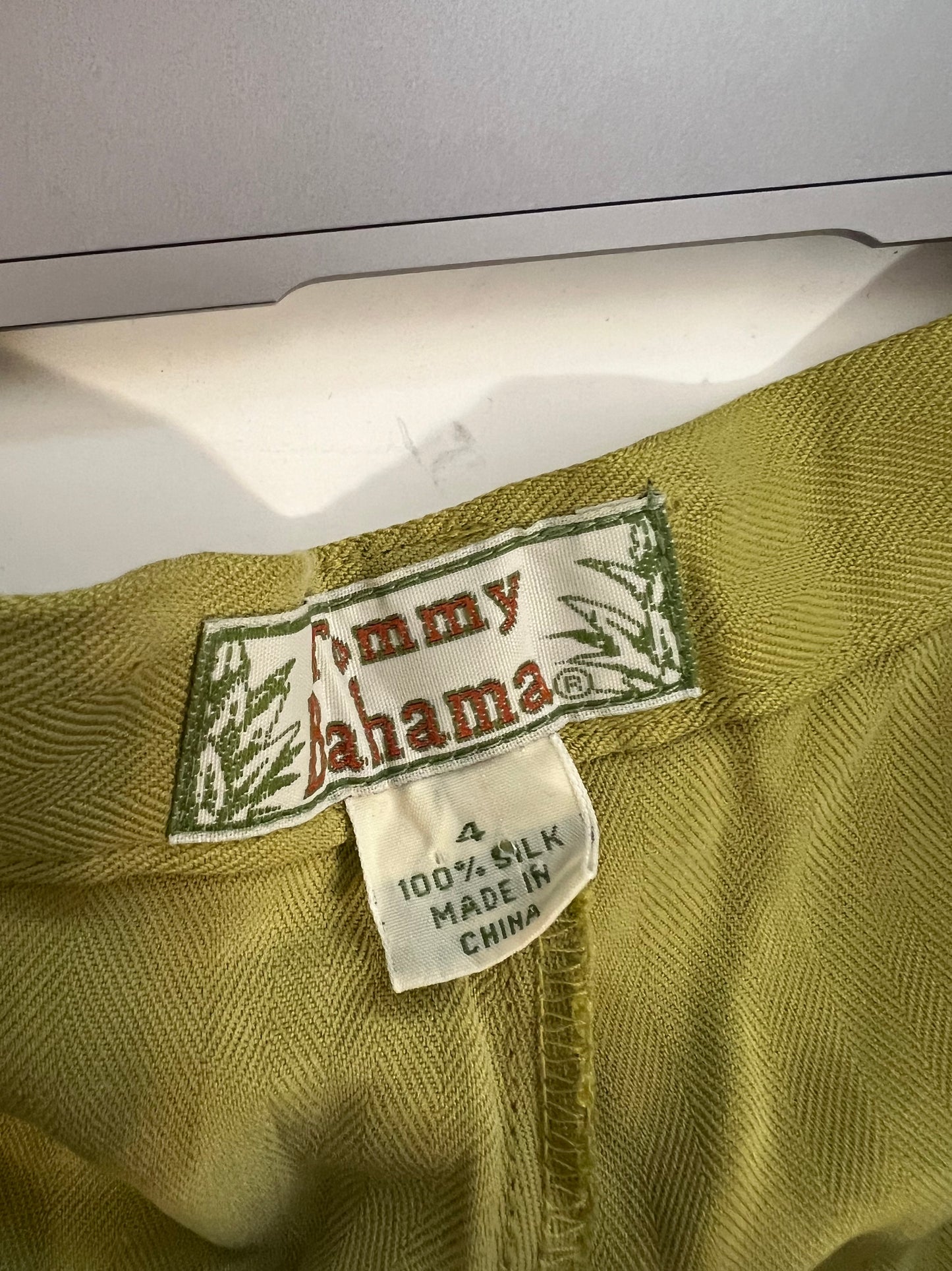 CHARTREUSE SILK SHORTS | WAIST 26"