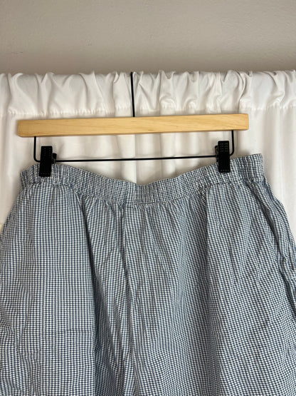 BLUE AND WHITE CHECKERED SHORTS | WAIST 32"