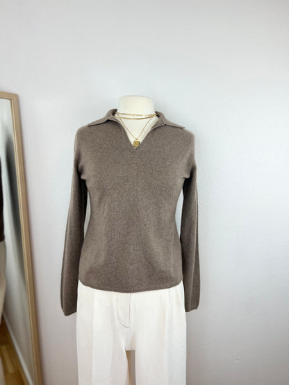 TAN CASHMERE COLLARED SWEATER