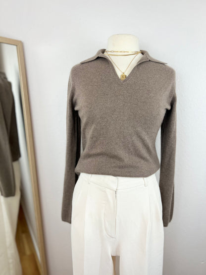 TAN CASHMERE COLLARED SWEATER