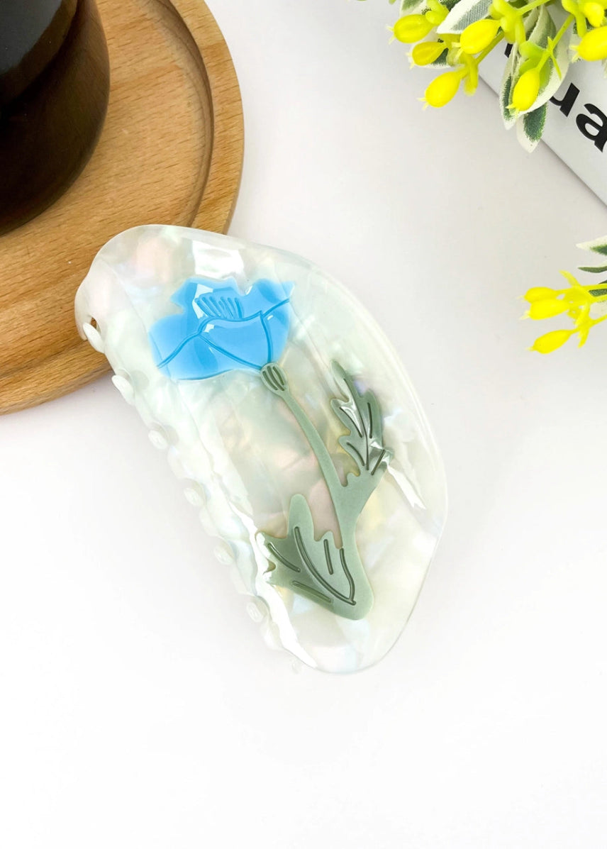 BLUE FLOWER CLAW CLIP