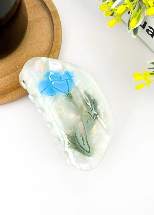 BLUE FLOWER CLAW CLIP