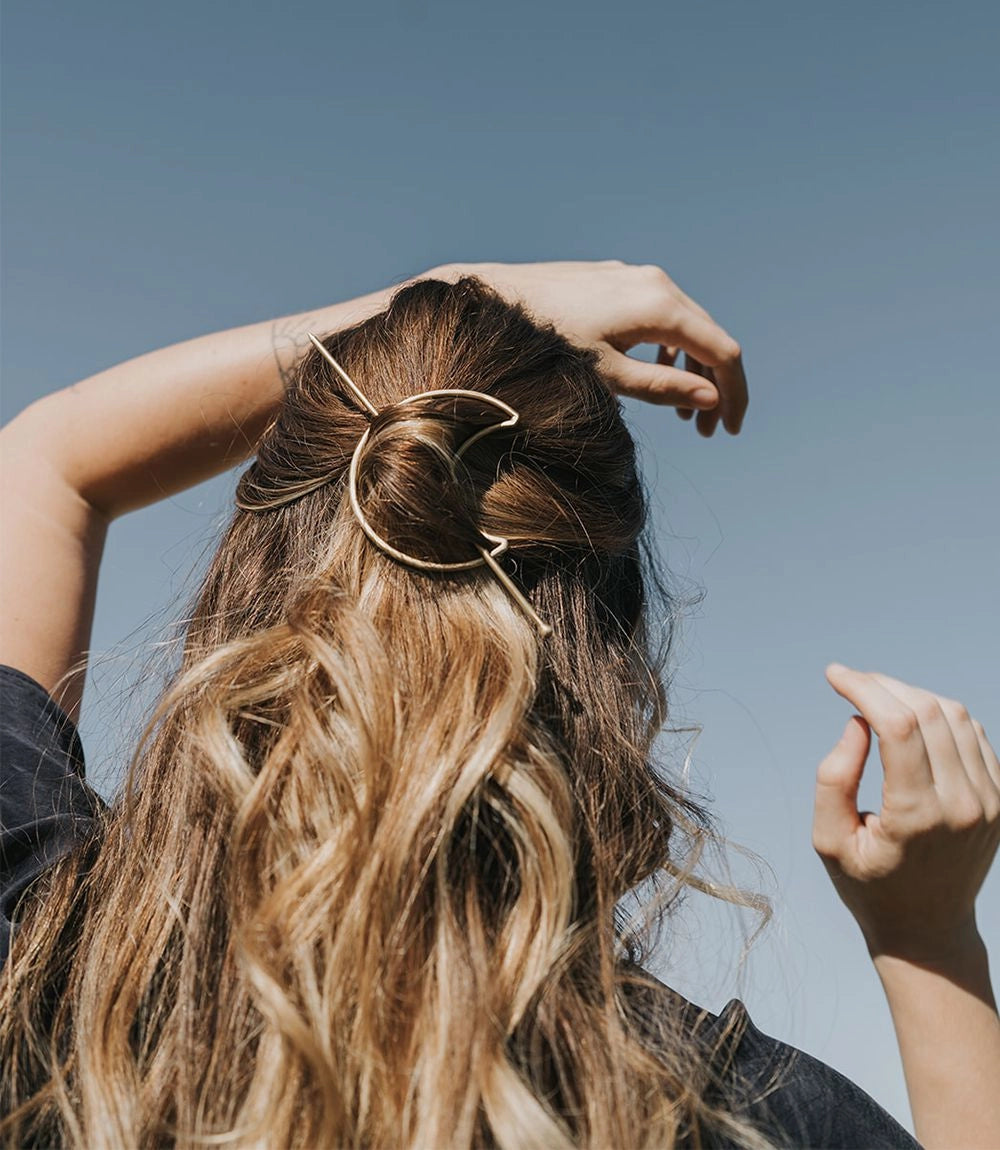 CRESCENT MOON HAIR SLIDE WITH STICK