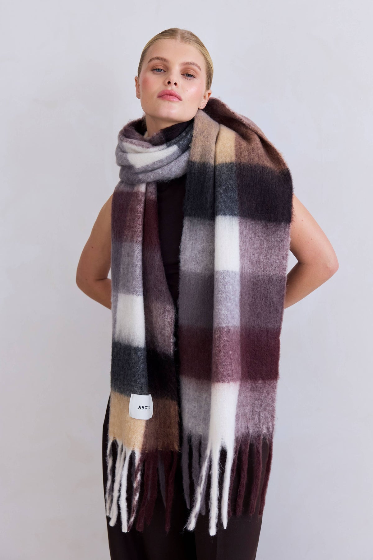 SCARF- DARK BERRY CHECK