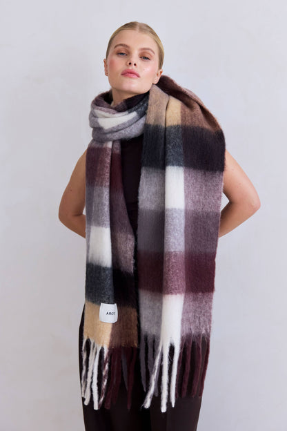 SCARF- DARK BERRY CHECK