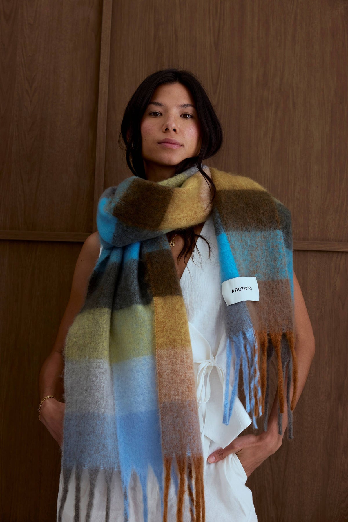 SCARF- BLUE/ORANGE CHECK