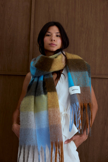 SCARF- BLUE/ORANGE CHECK